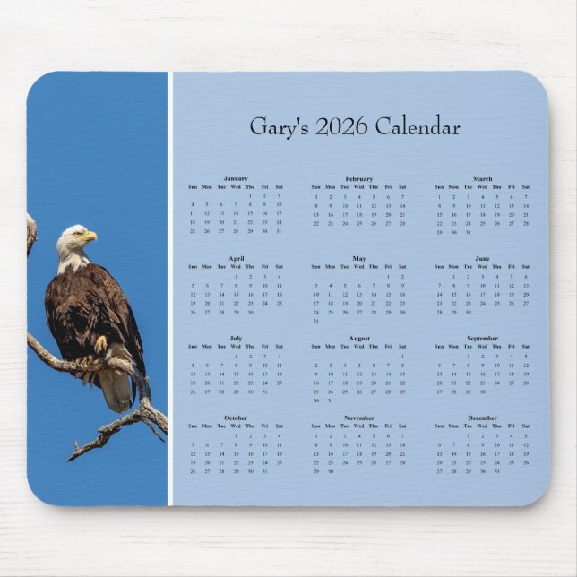 Alfombrilla De Ratón Bald Eagle: Customize full year 2026 calendar (Frente)
