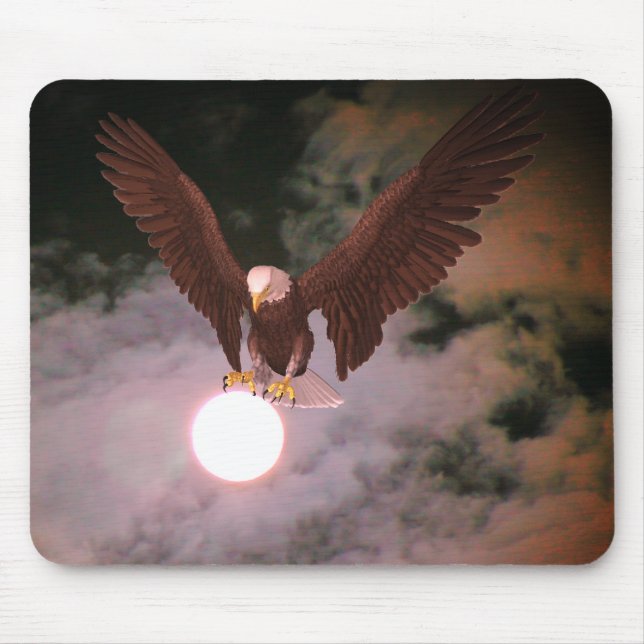 Alfombrilla De Ratón Bald Eagle Full Moon Night Sky Fantasy (Frente)