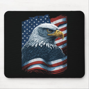 Alfombrilla De Ratón Bald Eagle Orgulloso Patriótico Estadounidense Ban