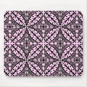 Alfombrilla De Ratón Baldosas marroquíes - hielo rosa y negro