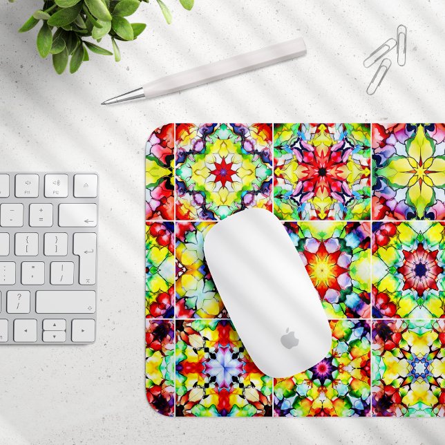 Alfombrilla De Ratón Baldosas mediterráneas, mosaicos de tinta de alcoh (Subido por el creador)