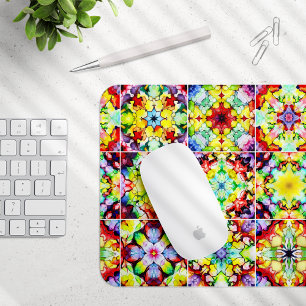 Alfombrilla De Ratón Baldosas mediterráneas, mosaicos de tinta de alcoh