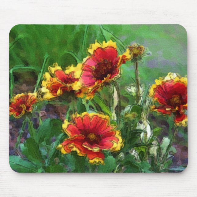 Alfombrilla De Ratón Balket Daisy Flowers Watercolor Art (Frente)