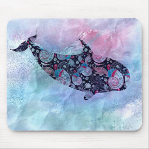 Alfombrilla De Ratón Ballena ornamental de la silueta