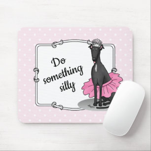 Alfombrilla De Ratón Ballet Ballerina Princess Greyhound Dog (negro)