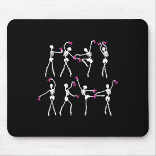 Alfombrilla De Ratón Ballet Skeleton Dance Cinta rosa Cáncer de Mama Aw