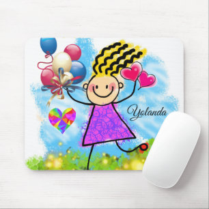 Alfombrilla De Ratón Balloons Chica Floral Mouse Pad! Pad del ratón