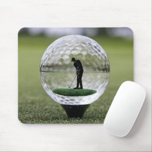 Alfombrilla De Ratón Balneario De Golf De Vidrio Con Jugador De Golf En