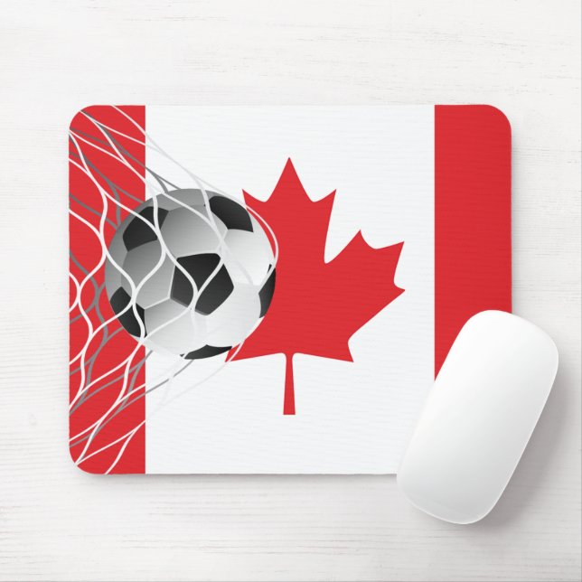 Alfombrilla De Ratón Balón De Fútbol Con Bandera Canadiense (Con ratón)