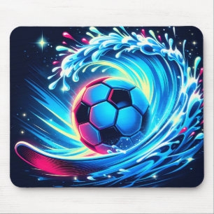 Alfombrilla De Ratón Balón de fútbol de olas futurista océano surf