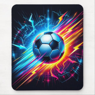 Alfombrilla De Ratón Balón de fútbol eléctrico futurista relámpago