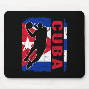 Alfombrilla De Ratón Baloncestistas cubanos Bandera de Baloncesto