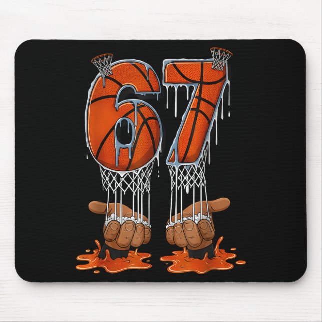 Alfombrilla De Ratón Baloncesto 67 Seis Siete Divertido Gen Alpha Meme  (Frente)