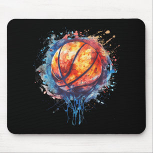 Alfombrilla De Ratón Baloncesto acuarela arte Baloncesto Hoop Colo