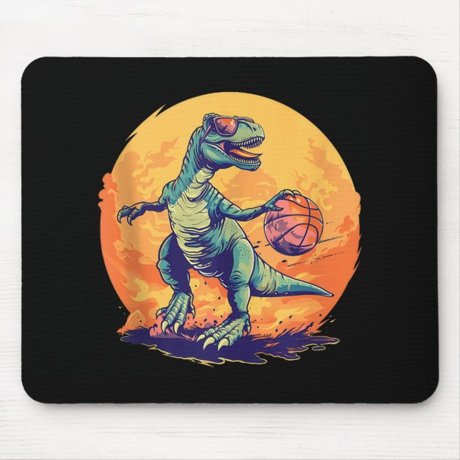 Alfombrilla De Ratón Baloncesto Dino T-rex Drawing Basketball Player Ar (Frente)