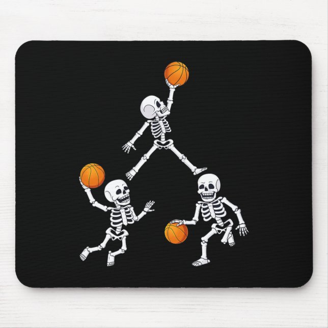 Alfombrilla De Ratón Baloncesto Halloween Skeleton Dunking Dribble Boys (Frente)