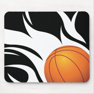 Alfombrilla De Ratón Baloncesto llameante blanco y negro