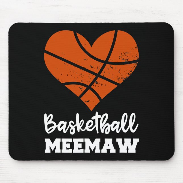 Alfombrilla De Ratón Baloncesto Meemaw Fun Baloncesto Heart Grandma Mee (Frente)