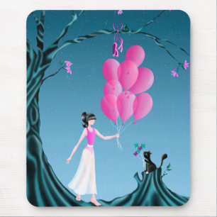 Alfombrilla De Ratón Balones rosados de Ballerina y gato