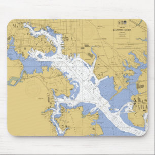 Alfombrilla De Ratón Baltimore, carta náutica Mousepad del puerto del