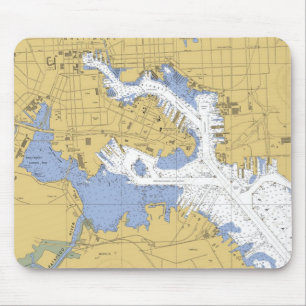 Alfombrilla De Ratón Baltimore, carta náutica Mousepad del puerto del