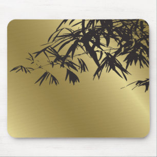 Alfombrilla De Ratón Bambú hojas negro + Personalizado de oro Mousepad