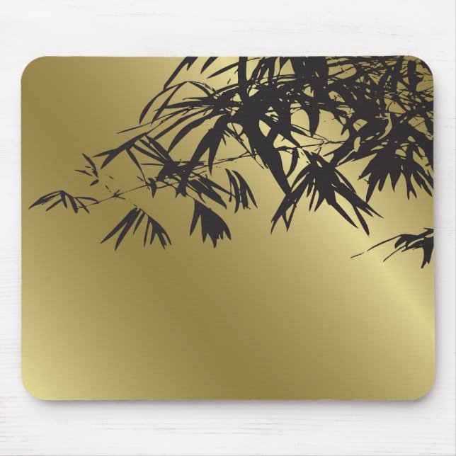 Alfombrilla De Ratón Bambú hojas negro + Personalizado de oro Mousepad (Frente)
