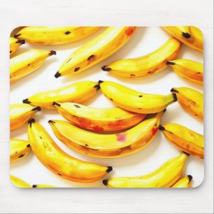 Alfombrilla De Ratón Bananas acuarelas en tonos suaves con blanco
