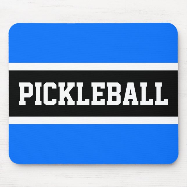 Alfombrilla De Ratón Banda deportiva PICKLEBALL Sky Blue Stripes Black (Frente)