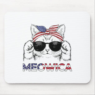Alfombrilla De Ratón Bandana Patriótica de Gata Meowica USA del 4 de Ju