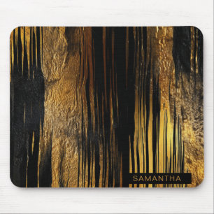 Alfombrilla De Ratón Bandas abstractas de negro y oro (12)