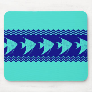 Alfombrilla De Ratón Bandas Angelfish Costero Turquesa Azul