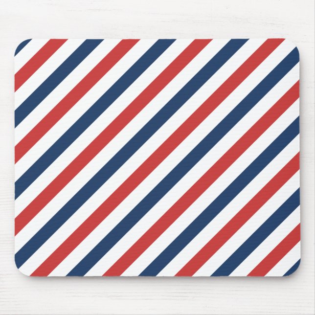 Alfombrilla De Ratón Bandas blancas y azules rojas patrióticas (Frente)