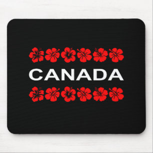 Alfombrilla De Ratón Bandas de Aloha de Flor Roja de Canadá color oscur
