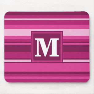 Alfombrilla De Ratón Bandas de fuchsia de monograma