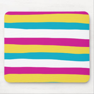 Alfombrilla De Ratón Bandas desiguales: turquesa, amarilla, rosa y blan