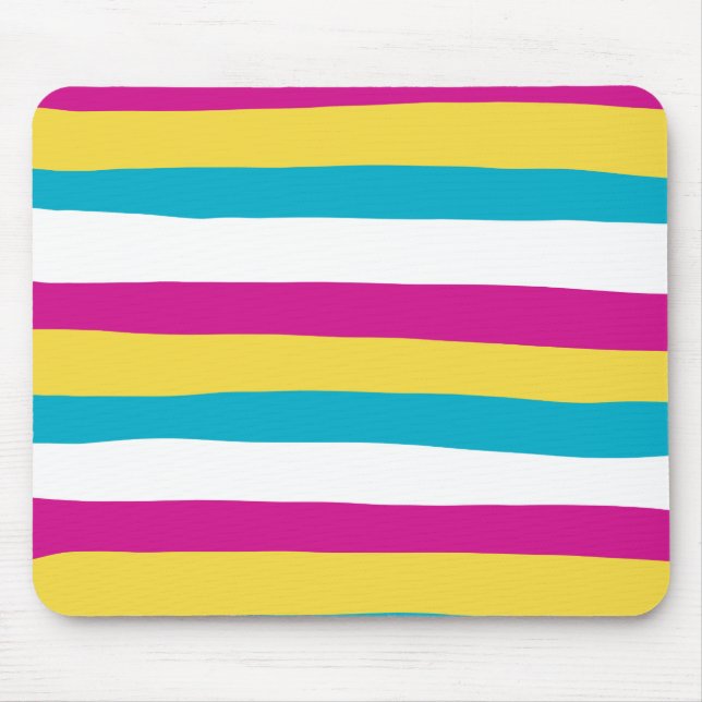 Alfombrilla De Ratón Bandas desiguales: turquesa, amarilla, rosa y blan (Frente)