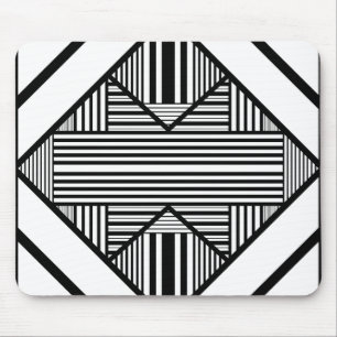 Alfombrilla De Ratón Bandas triangulares 2 en blanco y negro