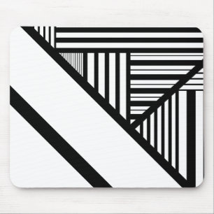 Alfombrilla De Ratón Bandas triangulares en blanco y negro