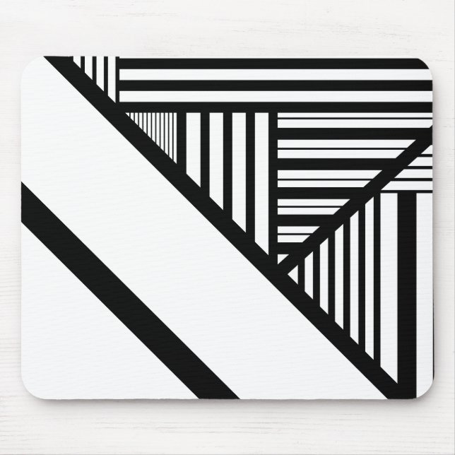 Alfombrilla De Ratón Bandas triangulares en blanco y negro (Frente)