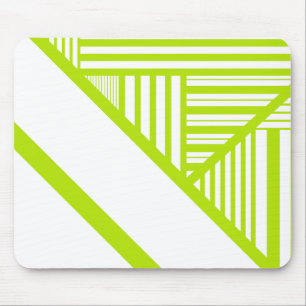 Alfombrilla De Ratón Bandas triangulares en blanco y verde limón