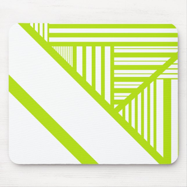Alfombrilla De Ratón Bandas triangulares en blanco y verde limón (Frente)