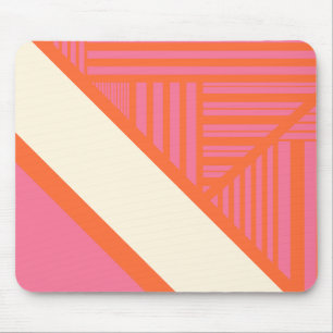 Alfombrilla De Ratón Bandas triangulares en rosa, Naranja y crema