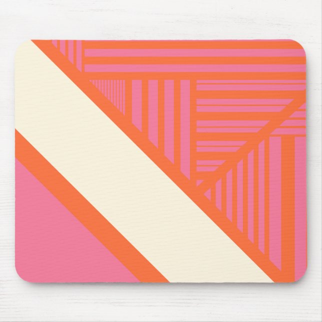 Alfombrilla De Ratón Bandas triangulares en rosa, Naranja y crema (Frente)