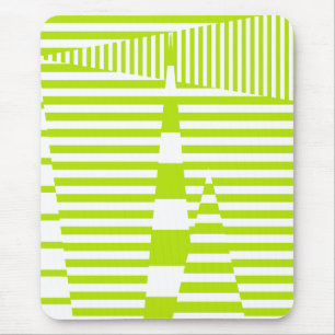 Alfombrilla De Ratón Bandas triangulares - Verde animado y blanco