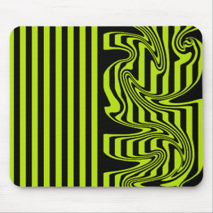 Alfombrilla De Ratón Bandas y Swirls - Lime Green y Black