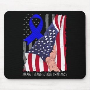 Alfombrilla De Ratón Bandera Americana Azul de Conciencia de Ataxia Tel