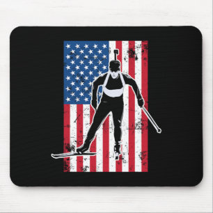 Alfombrilla De Ratón Bandera Americana Biatlón 2 Regalo Estadounidense