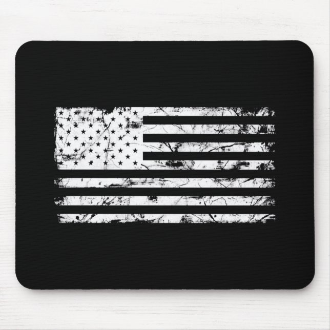 Alfombrilla De Ratón Bandera americana blanco y negro apenada Mousepad (Frente)