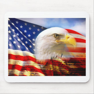 Alfombrilla De Ratón Bandera americana con Eagle calvo